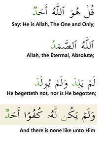 God is One Unique Absolute Oneness Quran Surat Surah Iklas 